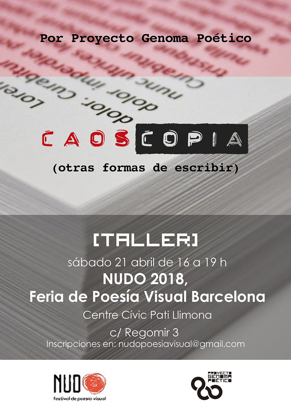 NUDO 2018, Feria de Poesía Visual Barcelona: CAOSCOPIA